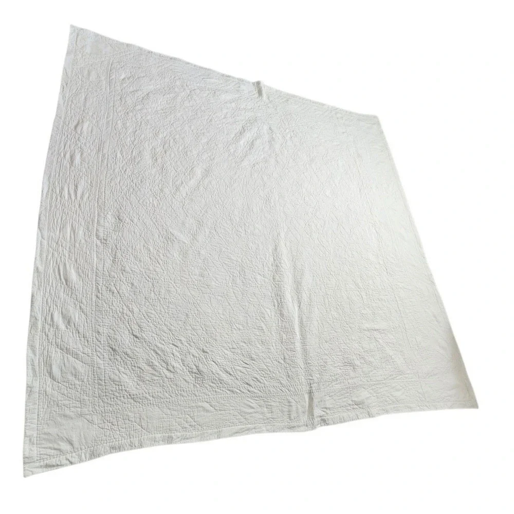 70s‎ heirloom Star patch Quilt 86x81 Handmade Cottagecore Farmhouse Blue Cream